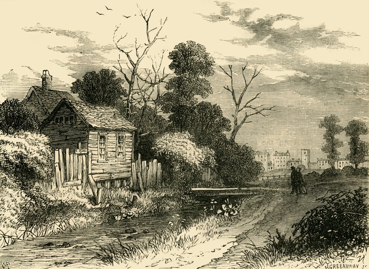 Il fiume Fleet, vicino a St. Pancras, 1825, c1876 da Unbekannt