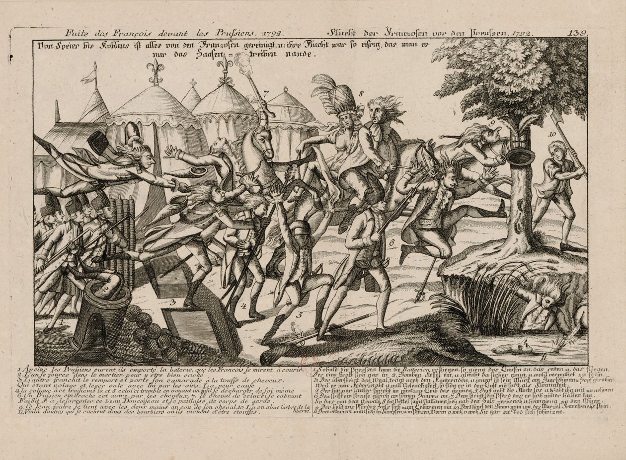 La fuga dei francesi dai prussiani nel 1792, ca. 1792 da Unbekannt