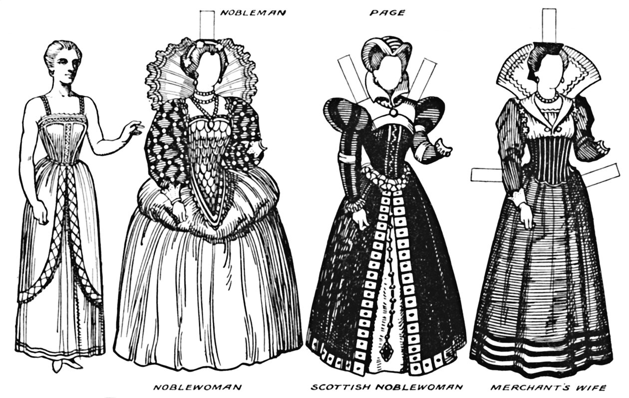 La Galleria del Costume Britannico: Abito indossato alla fine del XVI secolo da Unbekannt