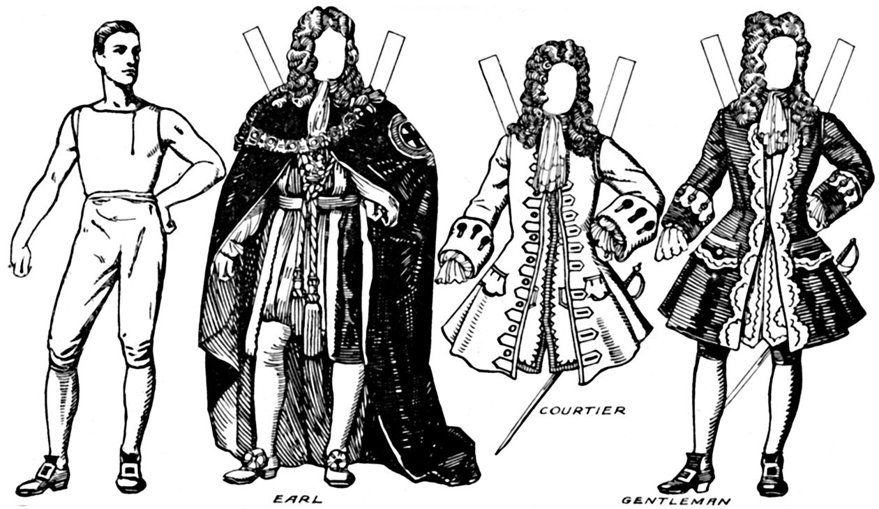 La galleria del costume britannico: alcuni degli abiti indossati durante il regno di Anna, c1934 da Unbekannt