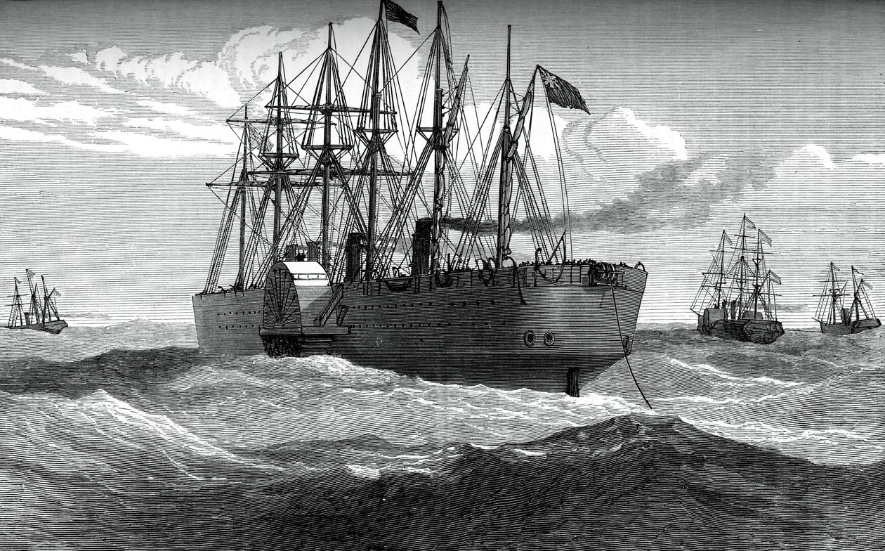 Il Great Eastern che posa il cavo telegrafico atlantico, c1865, c1880 da Unbekannt