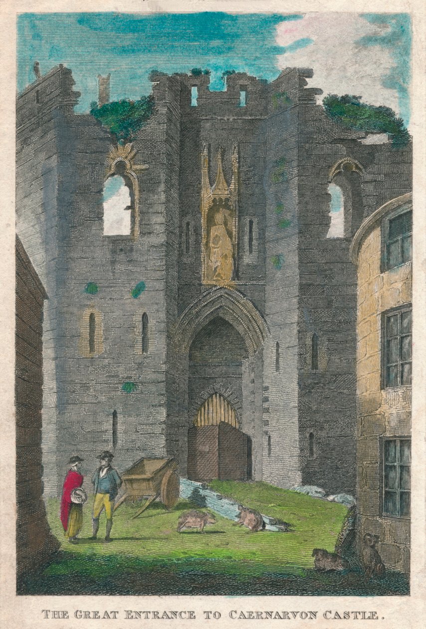 Il grande ingresso al castello di Caernarvon da Unbekannt