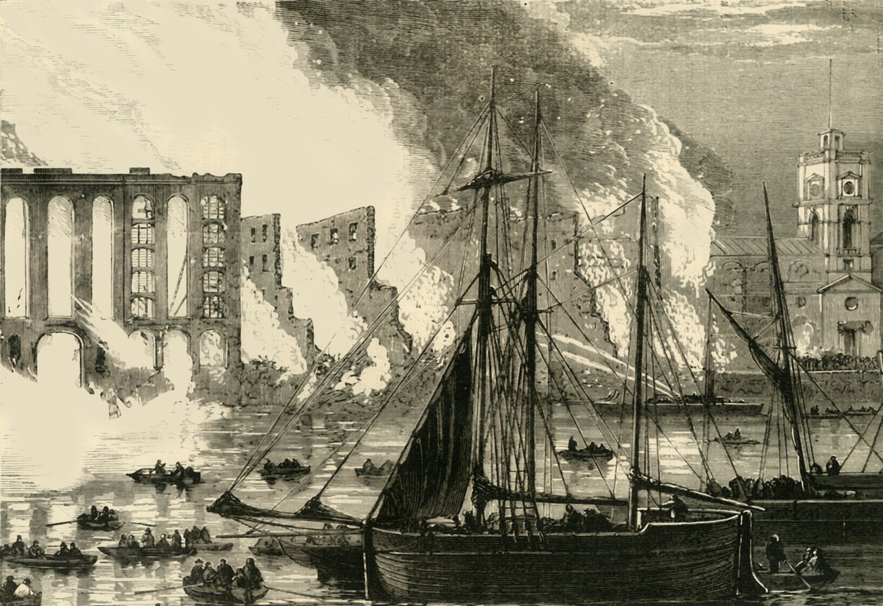 Il grande incendio a Cottons Wharf, Tooley Street da Unbekannt