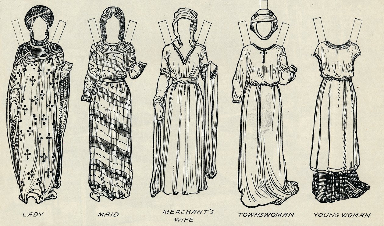 La Grande Galleria del Costume Britannico: Abiti Vari Indossati in Epoca Normanna, c1934 da Unbekannt