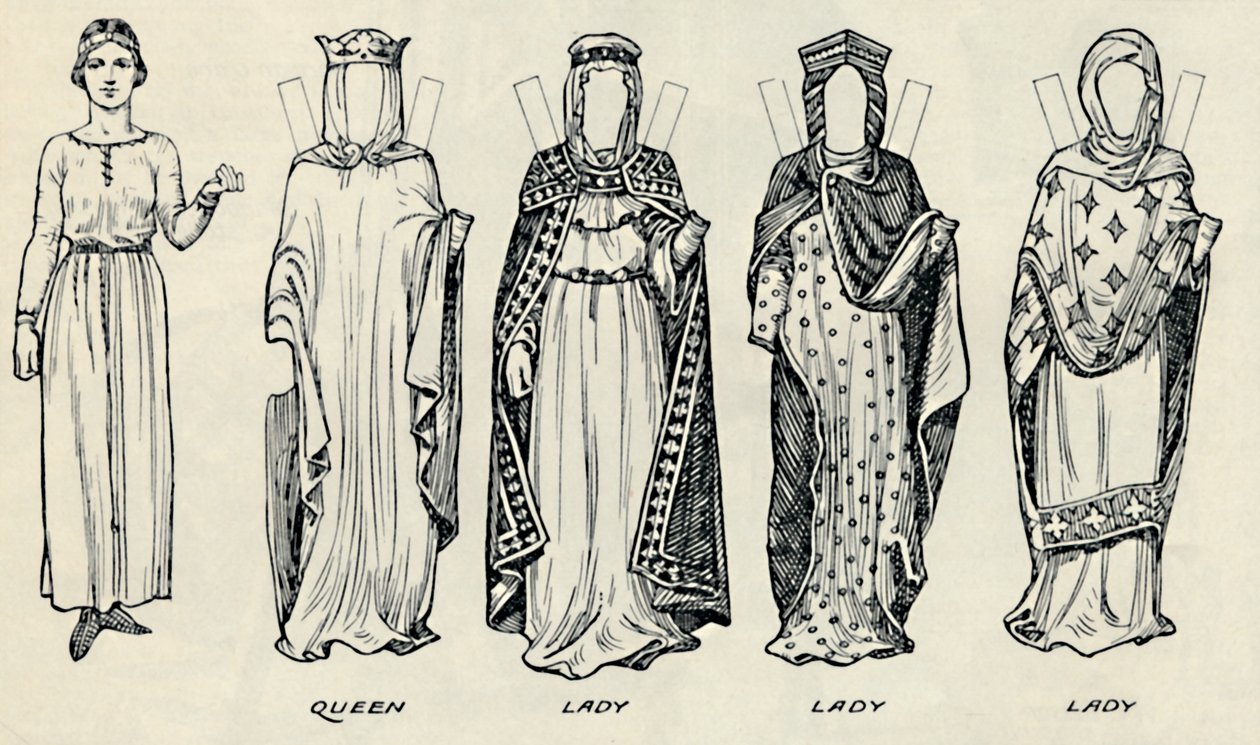 La grande galleria del costume britannico: Abiti vari indossati in epoca normanna da Unbekannt