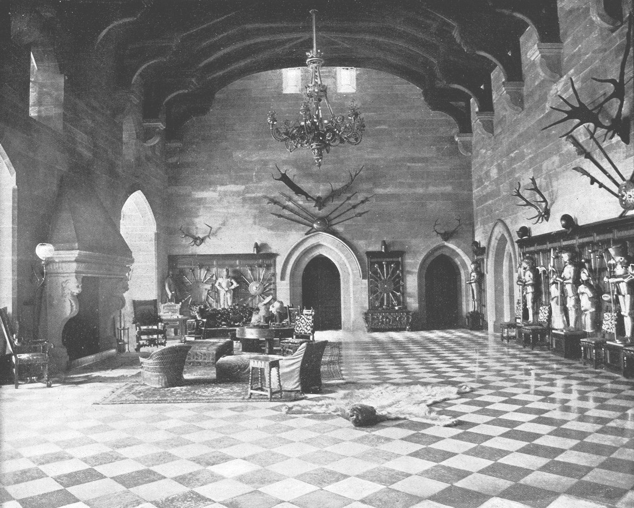La Grande Sala, Castello di Warwick, Warwickshire, 1894 da Unbekannt