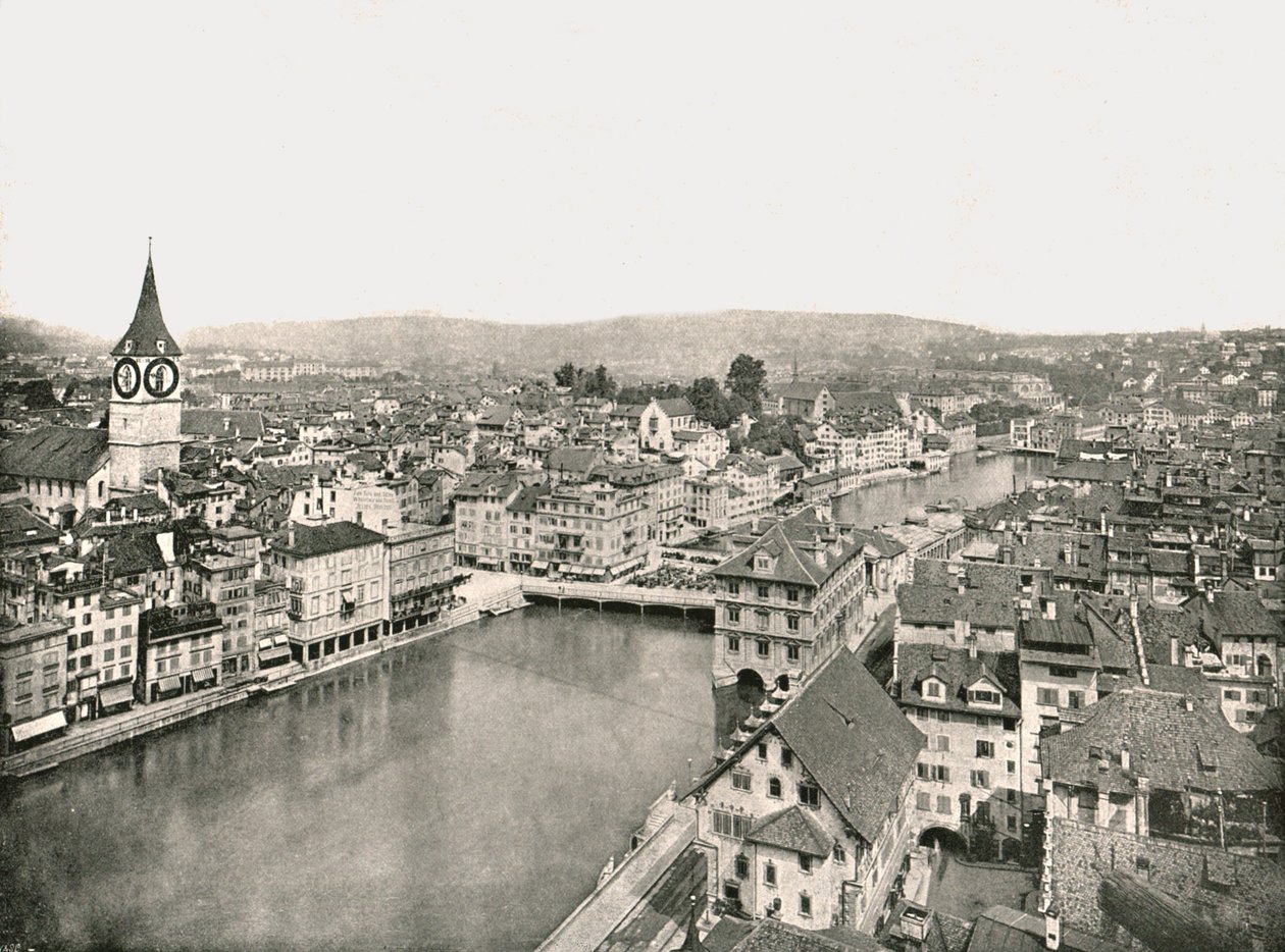 La Grosse Stadt e la Kleine Stadt divise dal fiume Limmat, Zurigo, Svizzera da Unbekannt