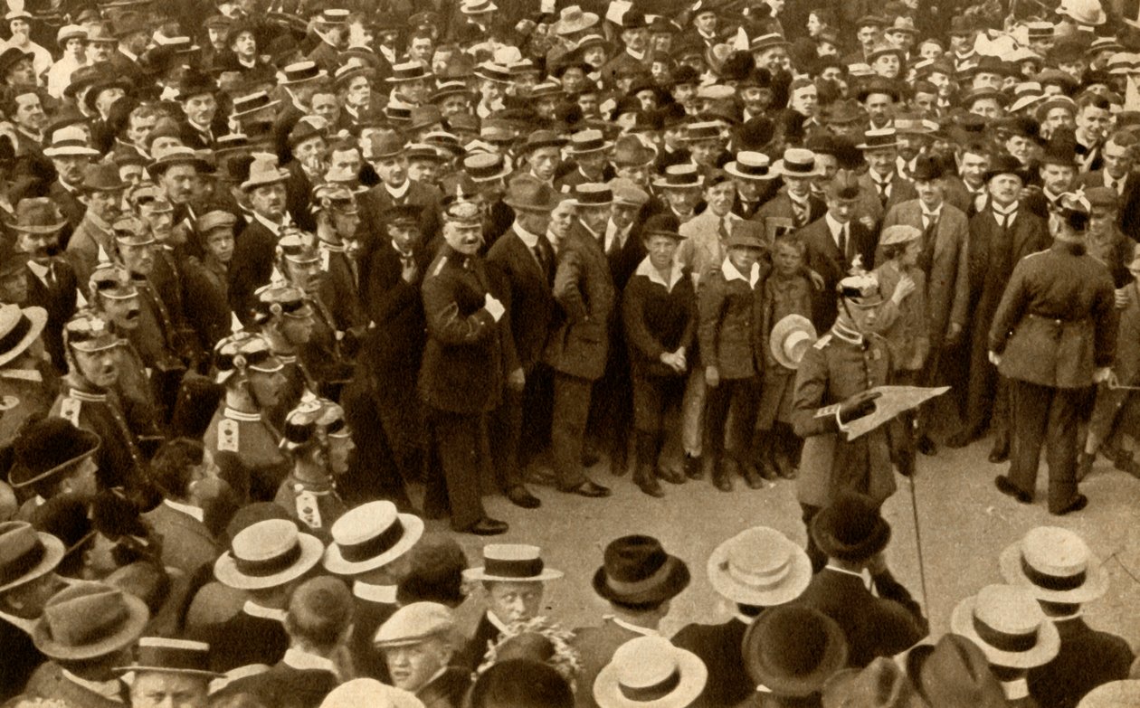 Proclamazione di guerra del Kaiser contro la Gran Bretagna...Berlino, Germania, 4 agosto 1914, 1933 da Unbekannt
