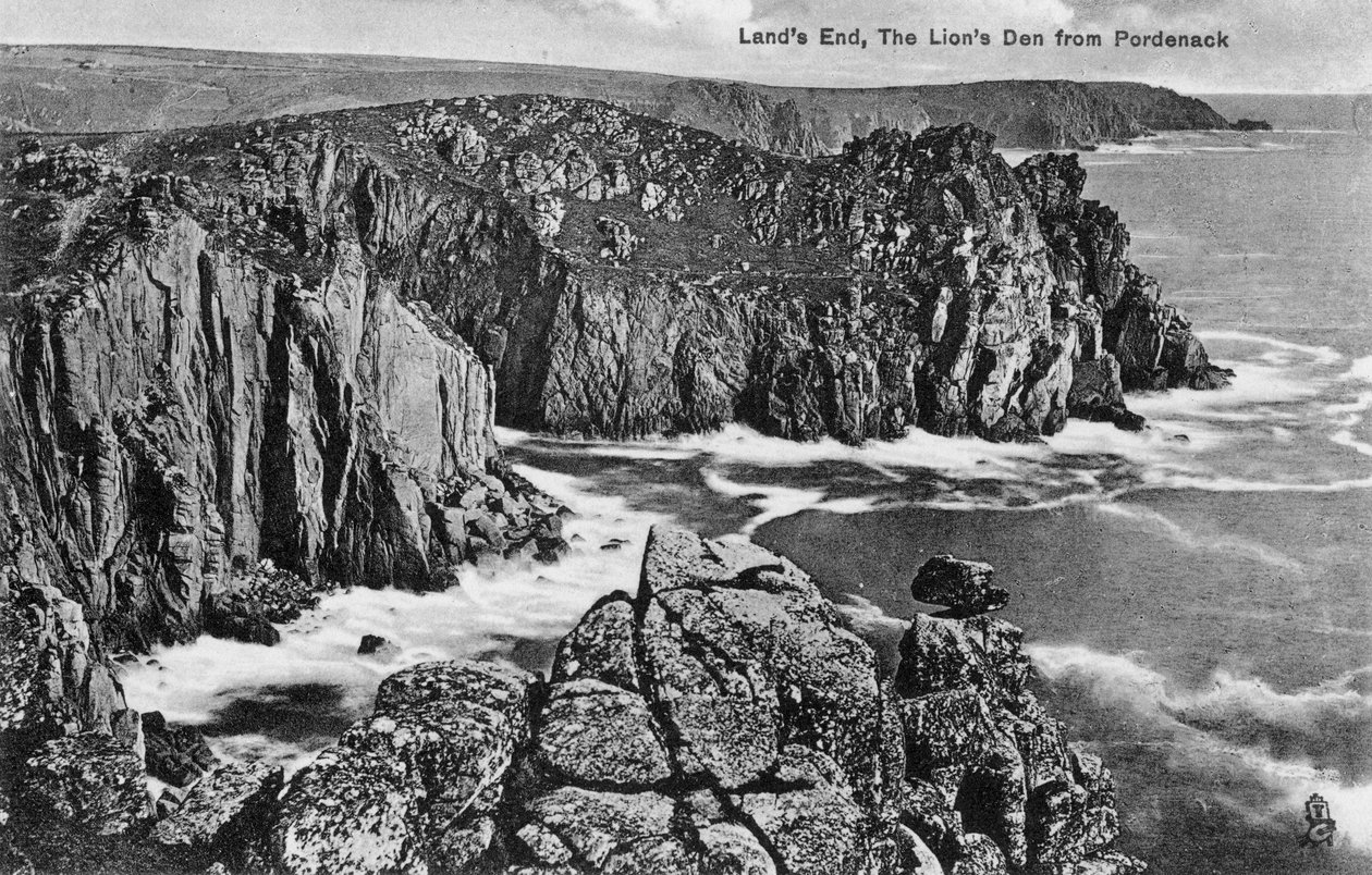 La tana dei leoni da Pordenack, Lands End, Cornovaglia, inizio XX secolo da Unbekannt