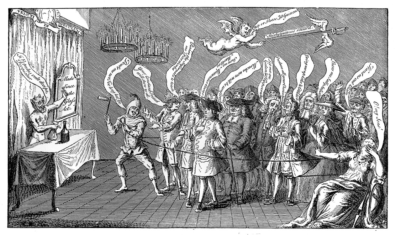 Il Mago o Bottigliere. Credulità Inglese: o, Siete tutti imbottigliati, 1749 da Unbekannt