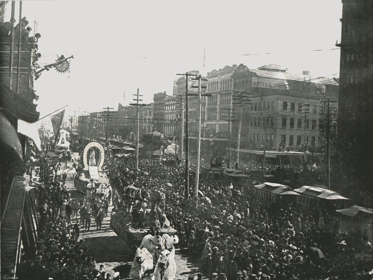 La parata del Mardi Gras in Canal Street, New Orleans, USA, 1895 da Unbekannt