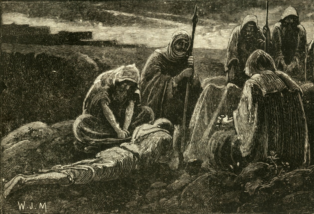 Gli uomini di Iabes piangono sulla tomba di Saul e Gionata, 1890 da Unbekannt