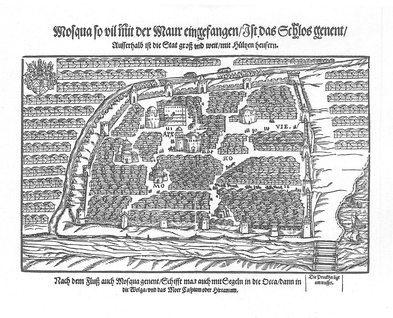 La mappa di Mosca da Moscouiter wunderbare Historien di Sigmund von Herberstein, 1567 da Unbekannt