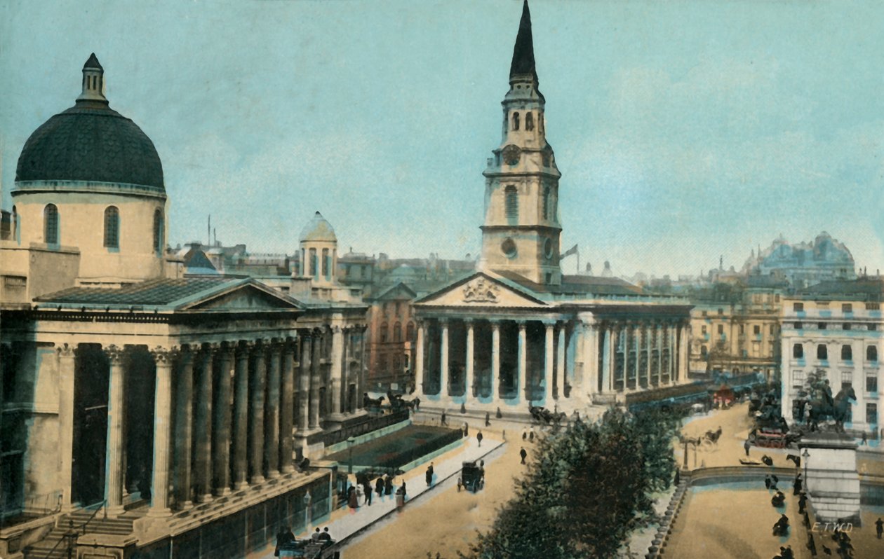 La National Gallery e St Martin in the Fields, Trafalgar Square, Londra da Unbekannt