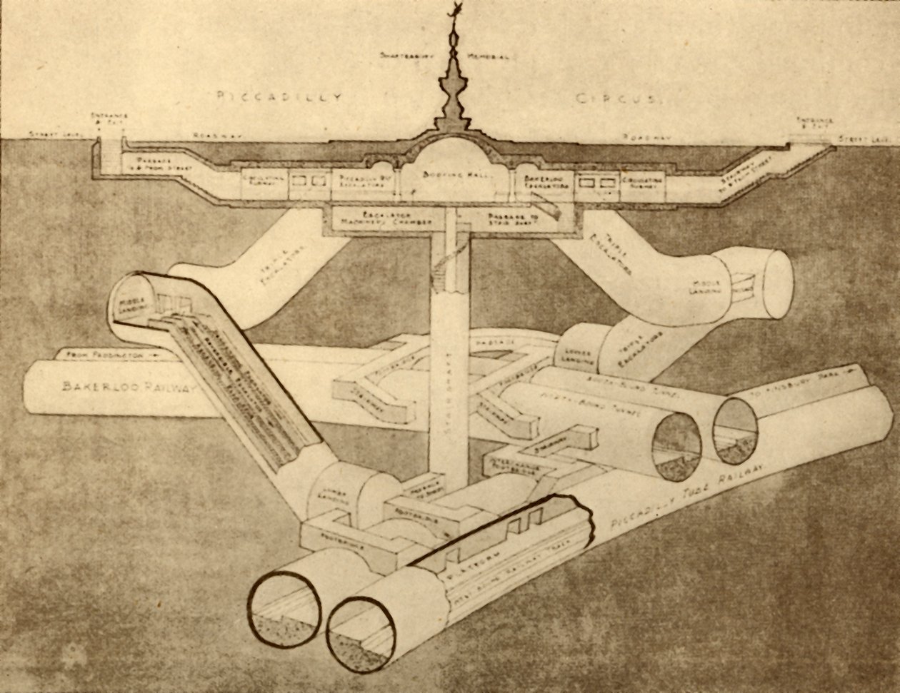 La nuova stazione della metropolitana di Piccadilly Circus, 1930 da Unbekannt