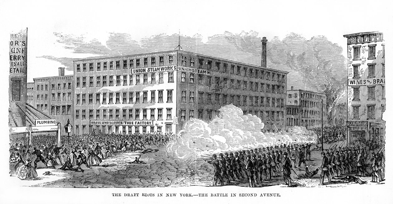 Le rivolte di New York, Second Avenue, New York City, 13-16 luglio 1863, 1872 da Unbekannt