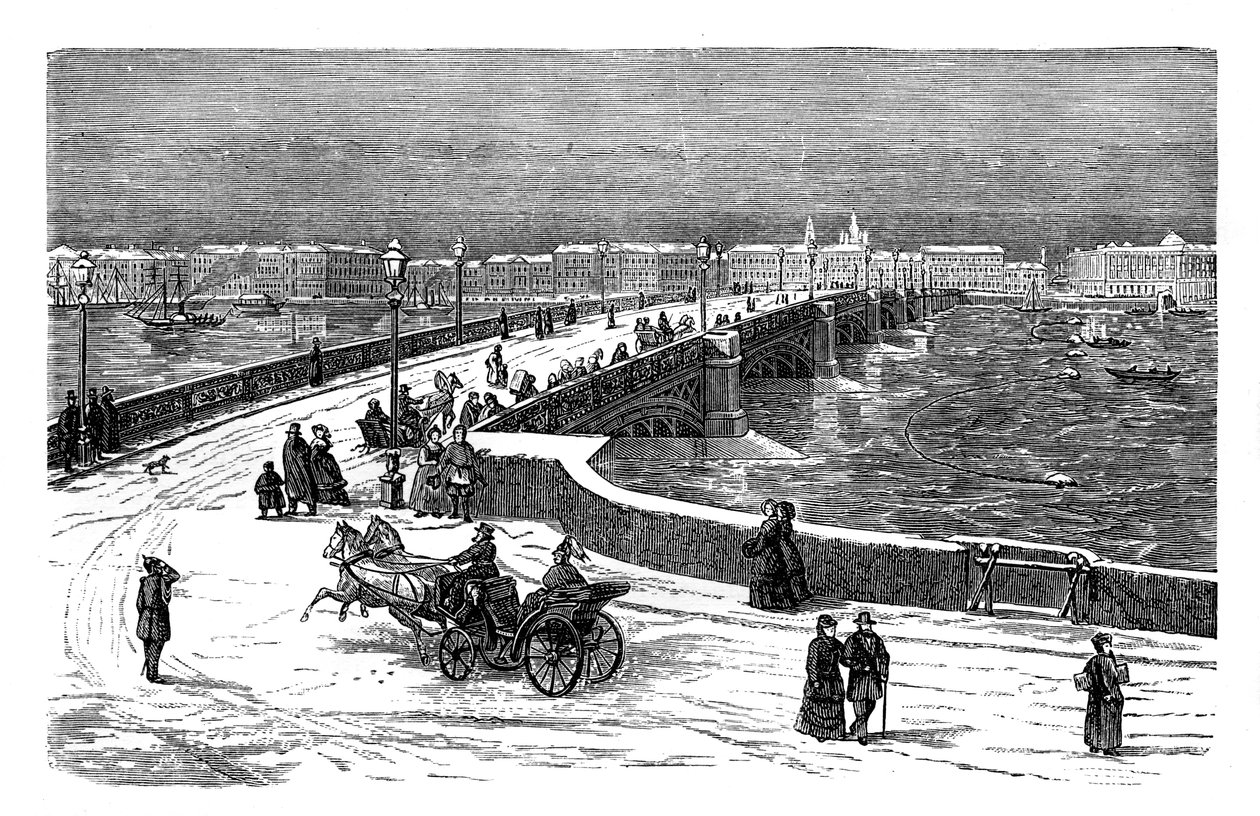 Ponte Nicolai sul fiume Neva, San Pietroburgo, Russia, c1888 da Unbekannt