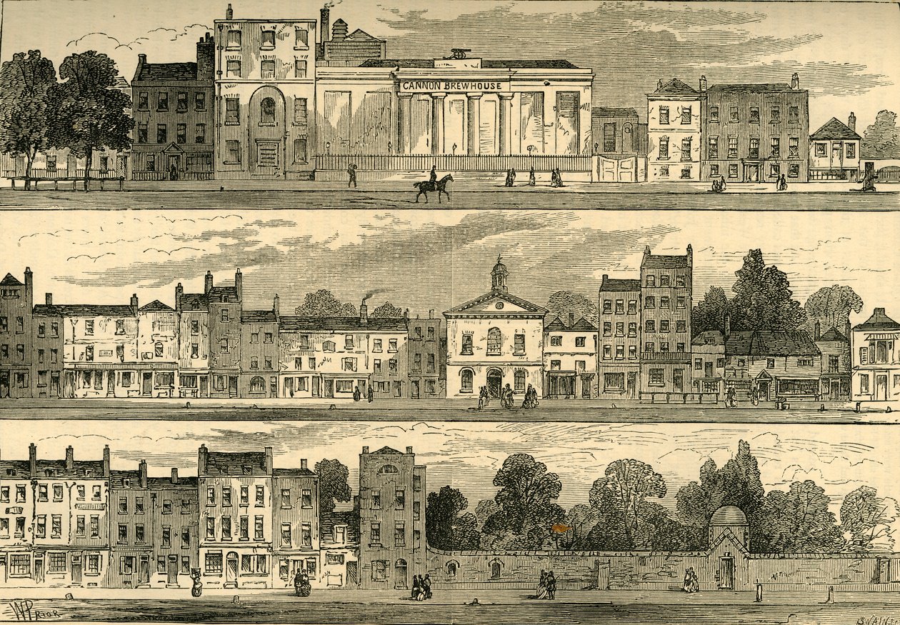 Il lato nord di Knightsbridge nel 1820, dal Cannon Brewery a Hyde Park Corner, c1876 da Unbekannt