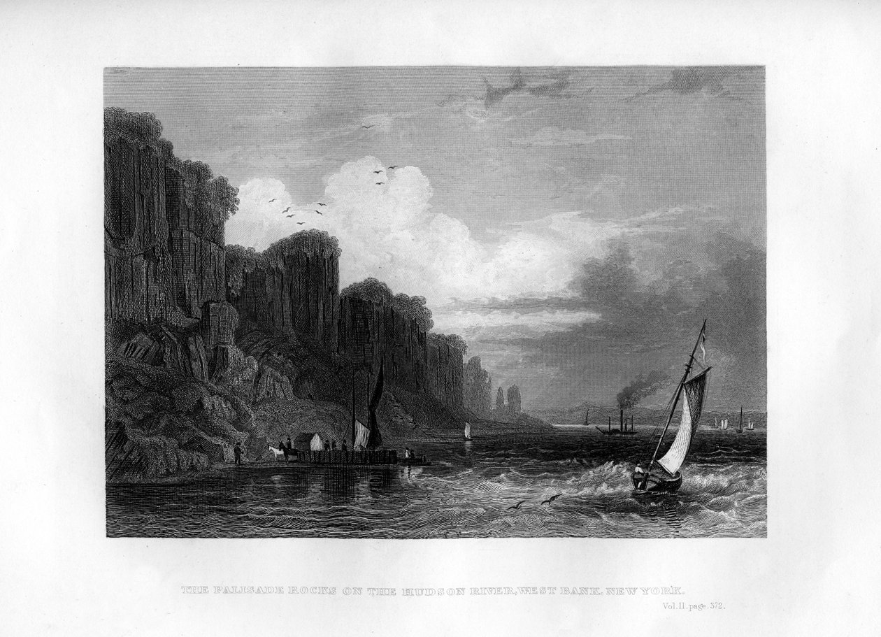 Le rocce di Palisade sul fiume Hudson, sponda ovest, New York, 1855 da Unbekannt