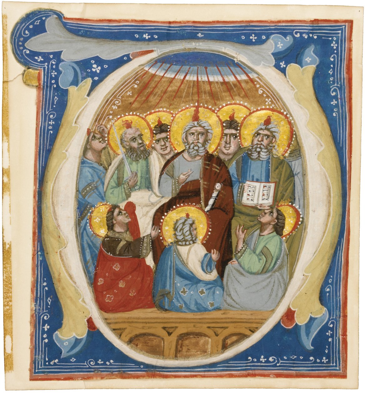 La Pentecoste. Iniziale O da un antifonario, ca 1320 da Unbekannt