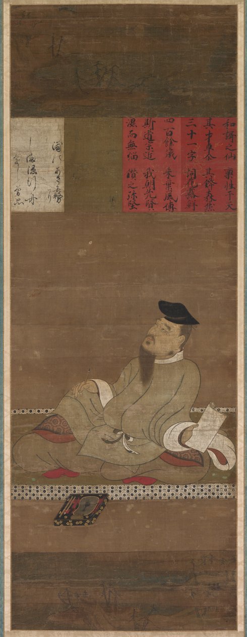 Il poeta Kakinomoto no Hitomaro, c. 1300-1350 da Unbekannt
