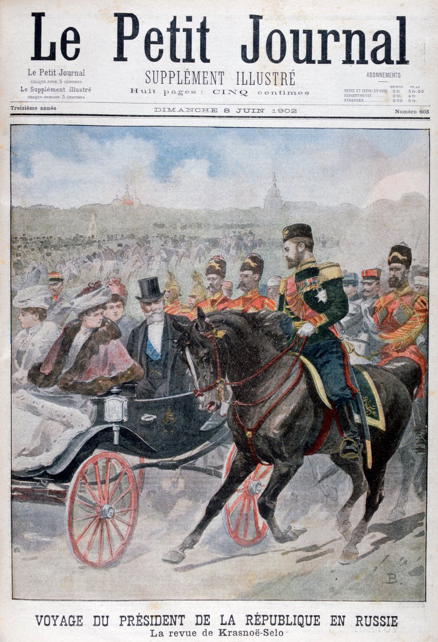 Il Presidente della Repubblica Francese che rivede le truppe, Krasnoye Selo, Russia, 1902 da Unbekannt