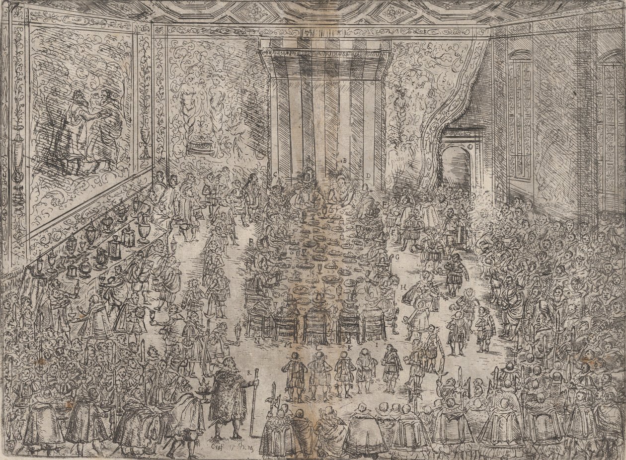 Il pasto principesco, dalla serie che raffigura il matrimonio di Wolfgang Wilhelm, 1614 da Unbekannt