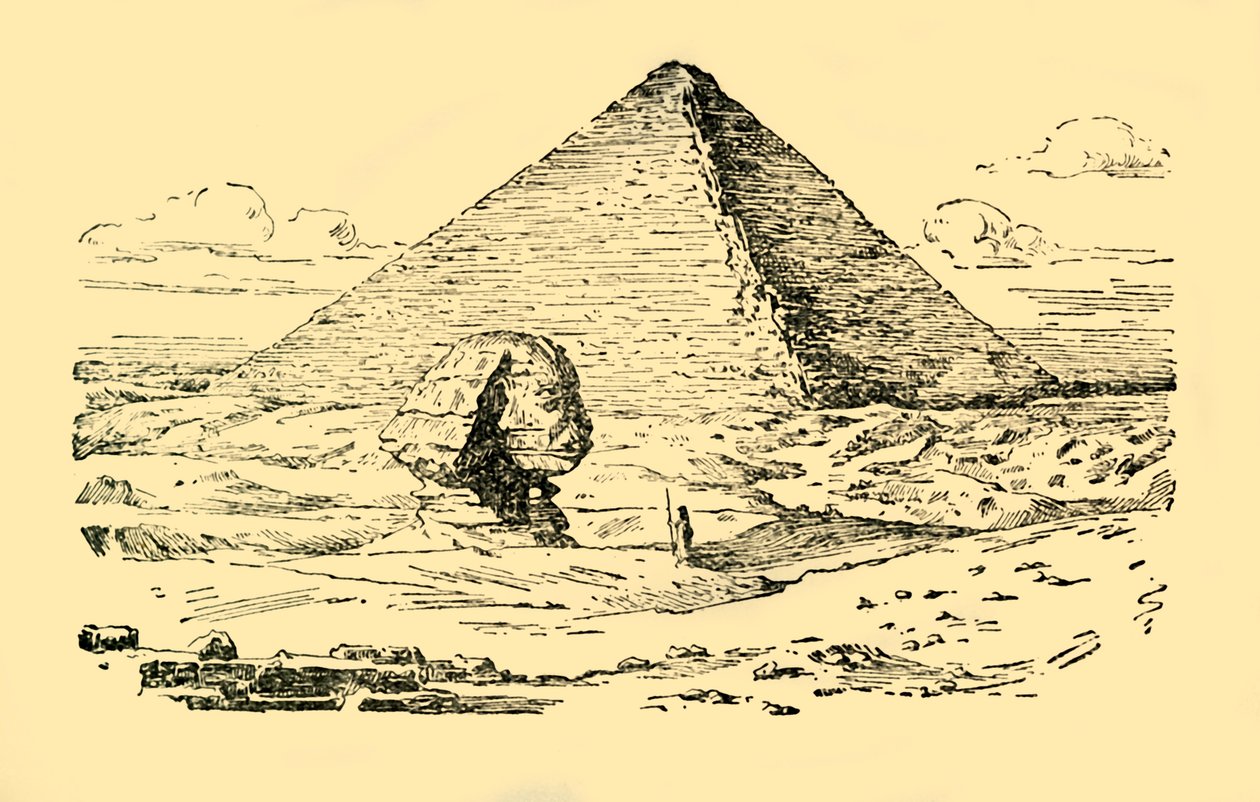 La piramide tomba del re Khufu e la Grande Sfinge a Giza, Egitto, c1930 da Unbekannt
