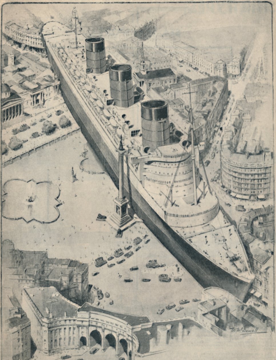 La Regina Mary in relazione a Trafalgar Square, Londra, 1936 da Unbekannt