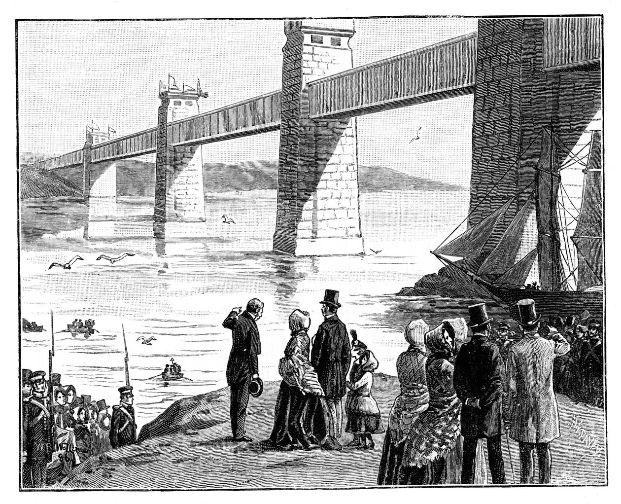 La visita della Regina al Ponte Tubolare Britannia, Galles, c1888 da Unbekannt