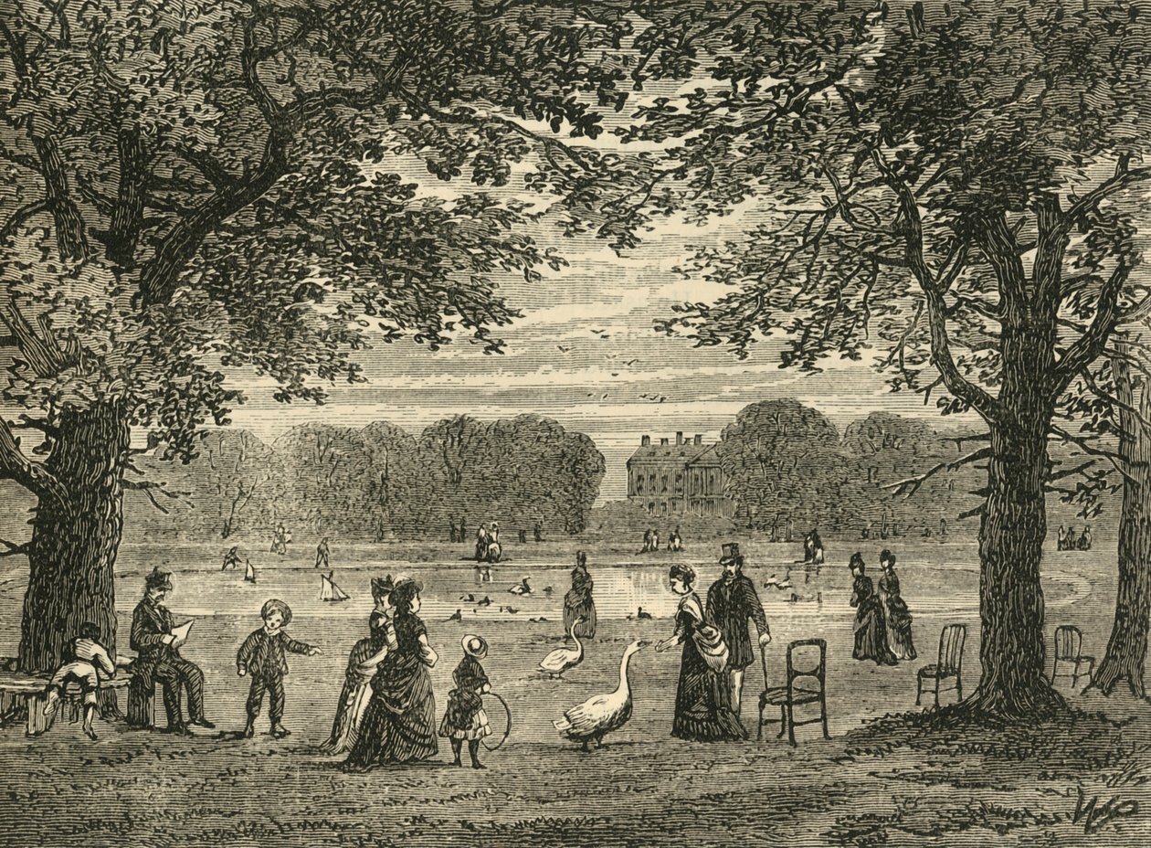 Lo stagno rotondo, Kensington Gardens, c1876 da Unbekannt