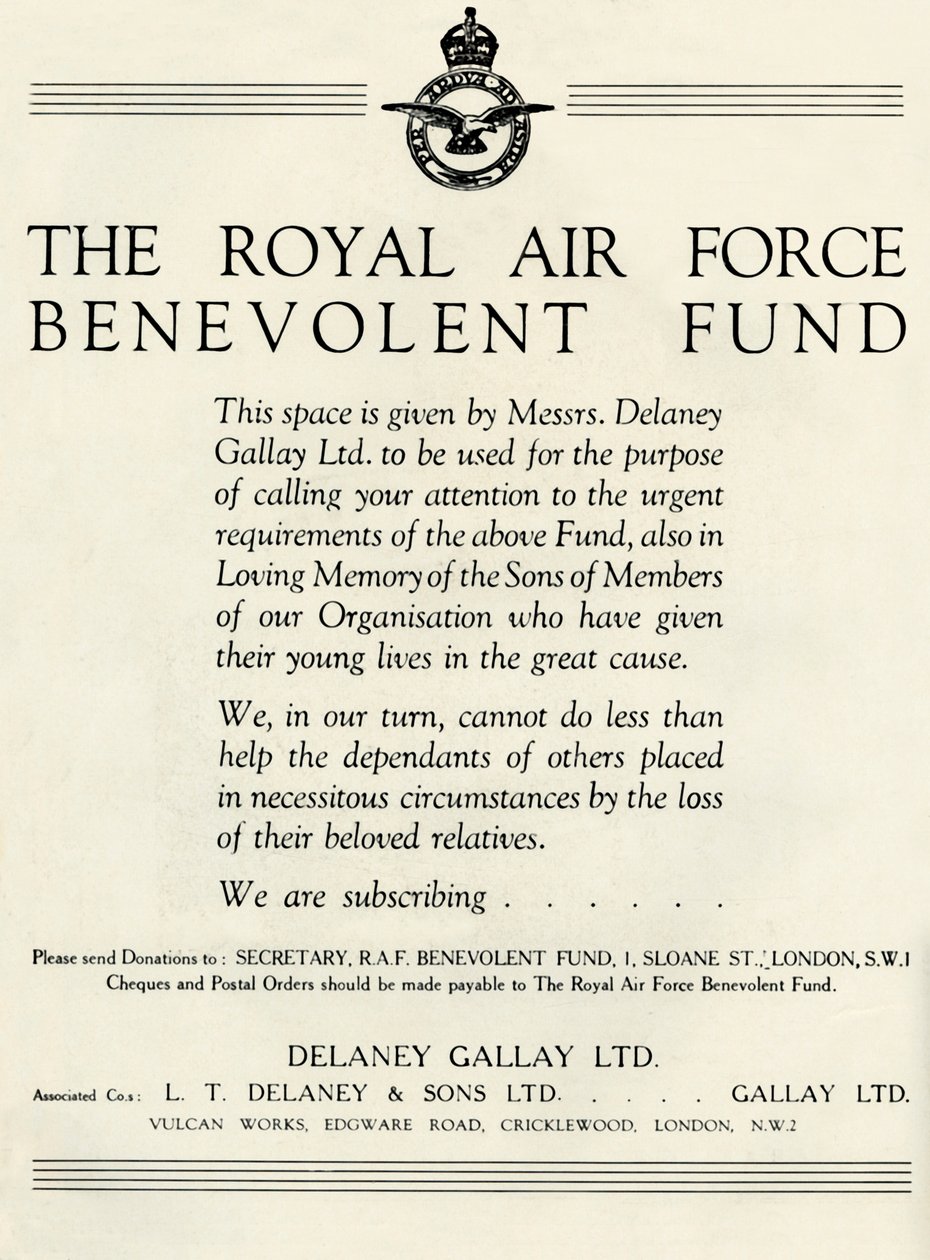 Il Fondo di Beneficenza della Royal Air Force, 1941 da Unbekannt