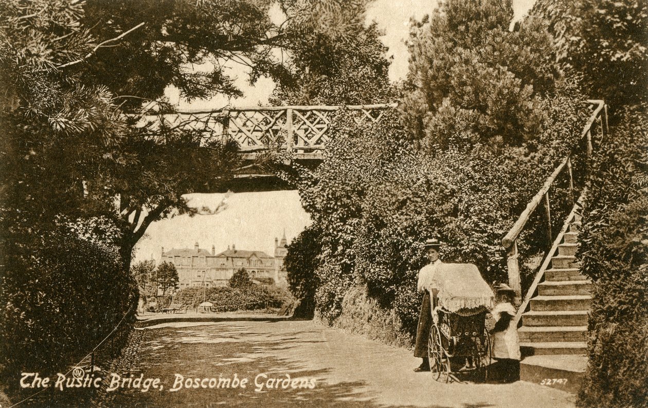 Il ponte rustico, Boscombe Gardens, Bournemouth, Dorset, c1900-c1919 da Unbekannt
