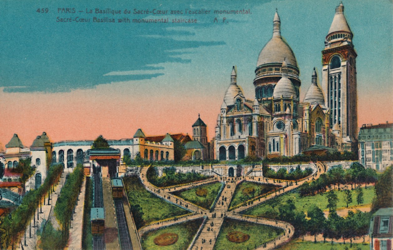 La Basilica del Sacré-Coeur con scala monumentale, Parigi, c1920 da Unbekannt