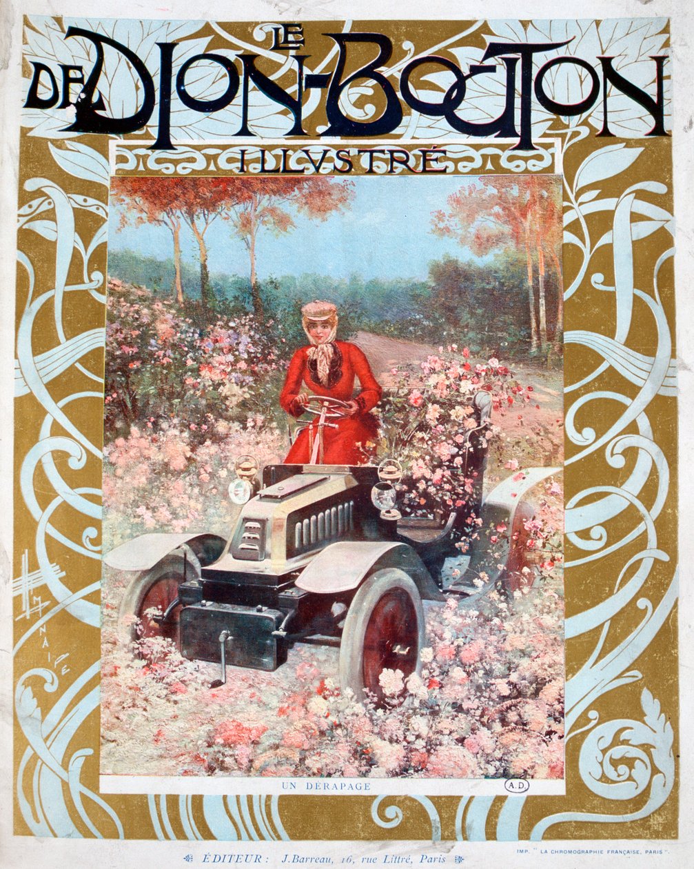 La sbandata, illustrazione dalla rivista Le De Dion-Bouton, 1909 da Unbekannt