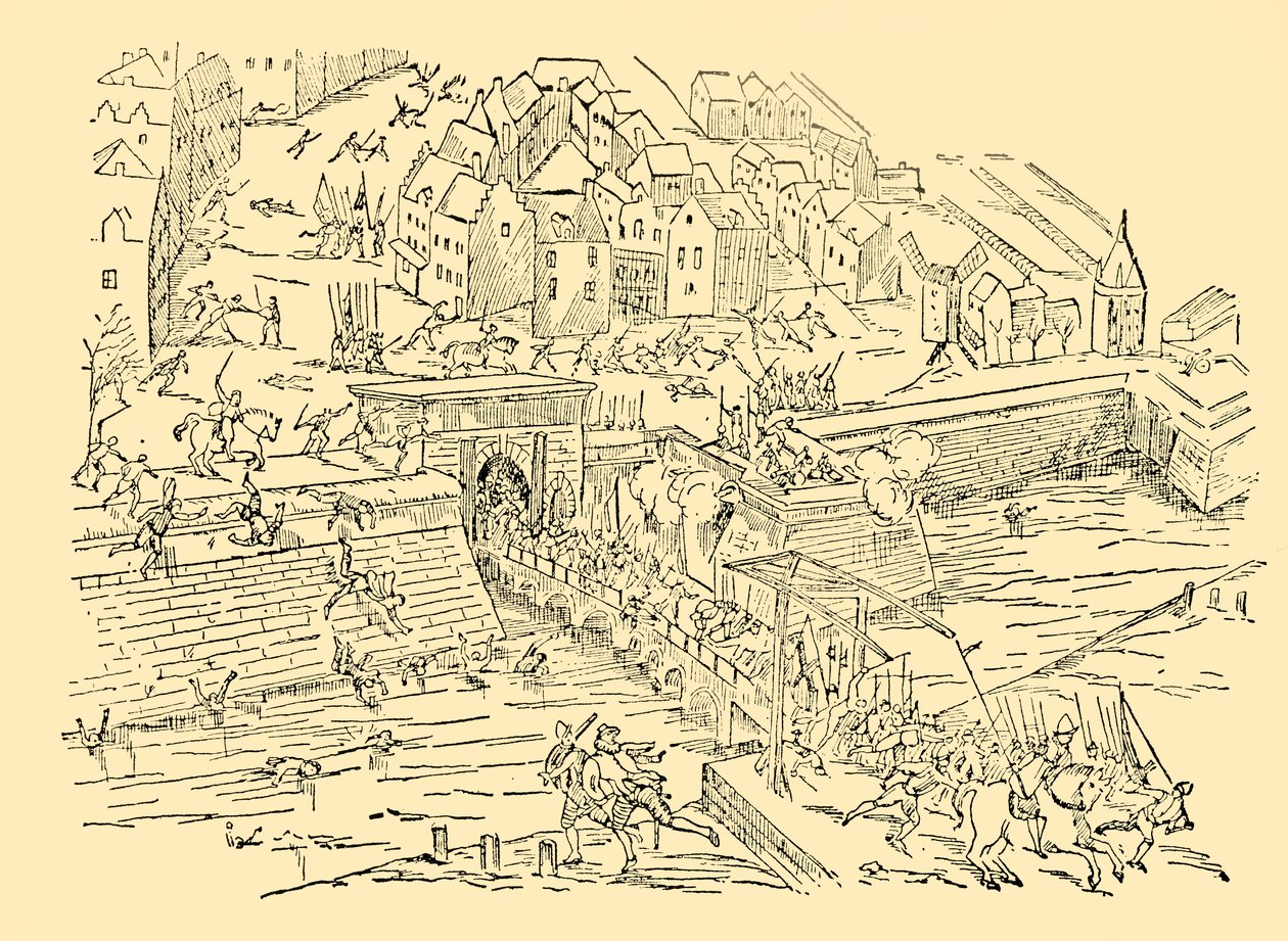 Gli spagnoli catturano Anversa nella loro lunga lotta con gli olandesi, 1576, c1930 da Unbekannt