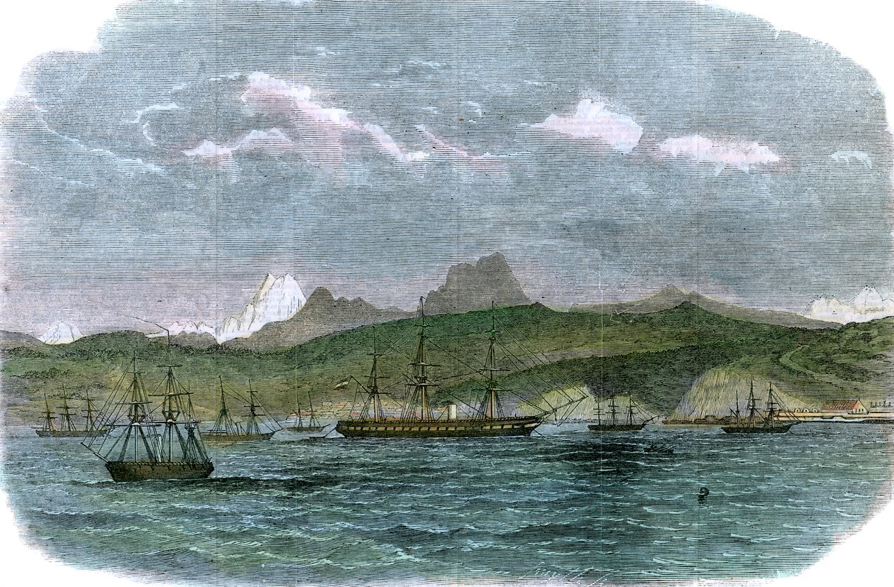 Lo squadrone di blocco spagnolo a Valparaiso, Cile, c1880 da Unbekannt