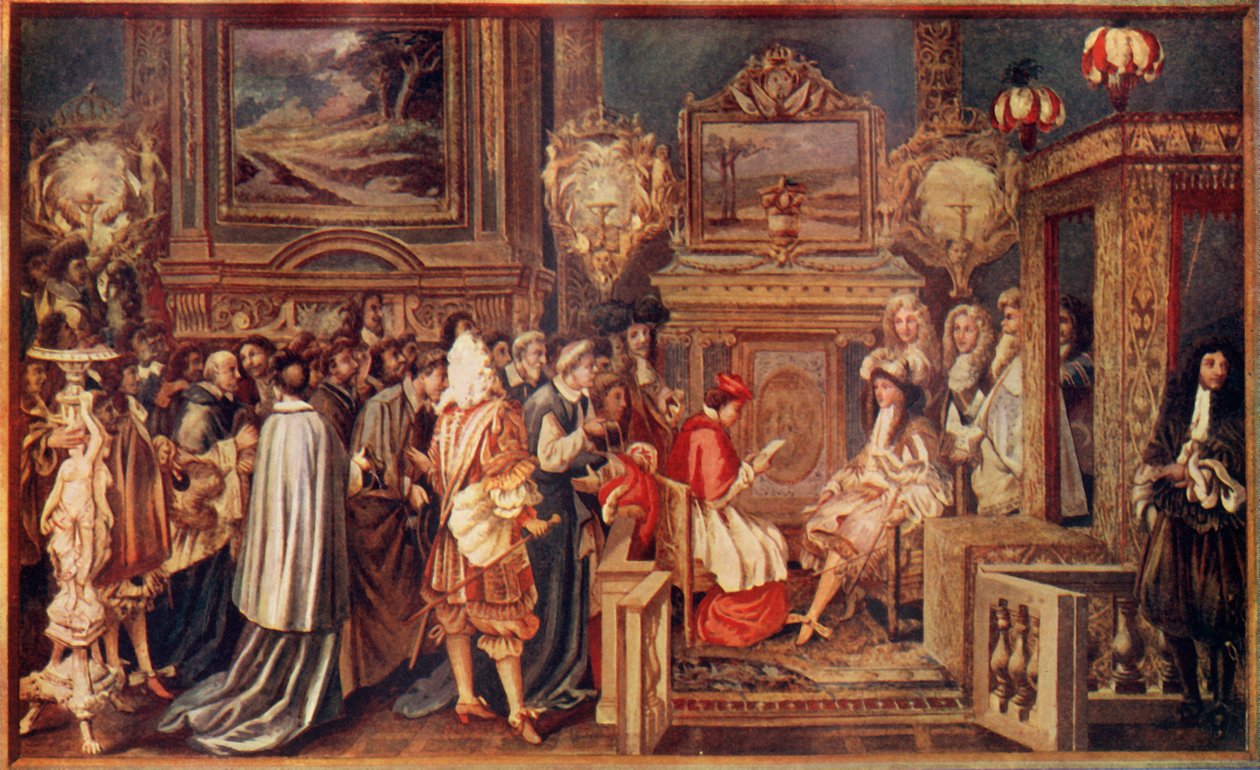 Il Re Sole Luigi XIV di Francia, con la sua brillante corte, 1664, c1930 da Unbekannt