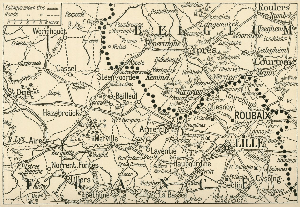 Il teatro di guerra nelle Fiandre, 1914, c1920 da Unbekannt
