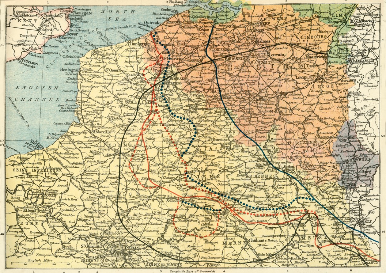 Il teatro della guerra sul fronte occidentale, c. 1920 da Unbekannt