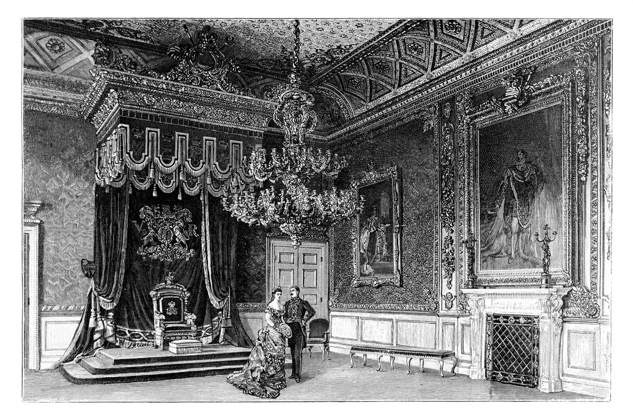 La sala del trono, Palazzo di St James, Londra, c1888 da Unbekannt