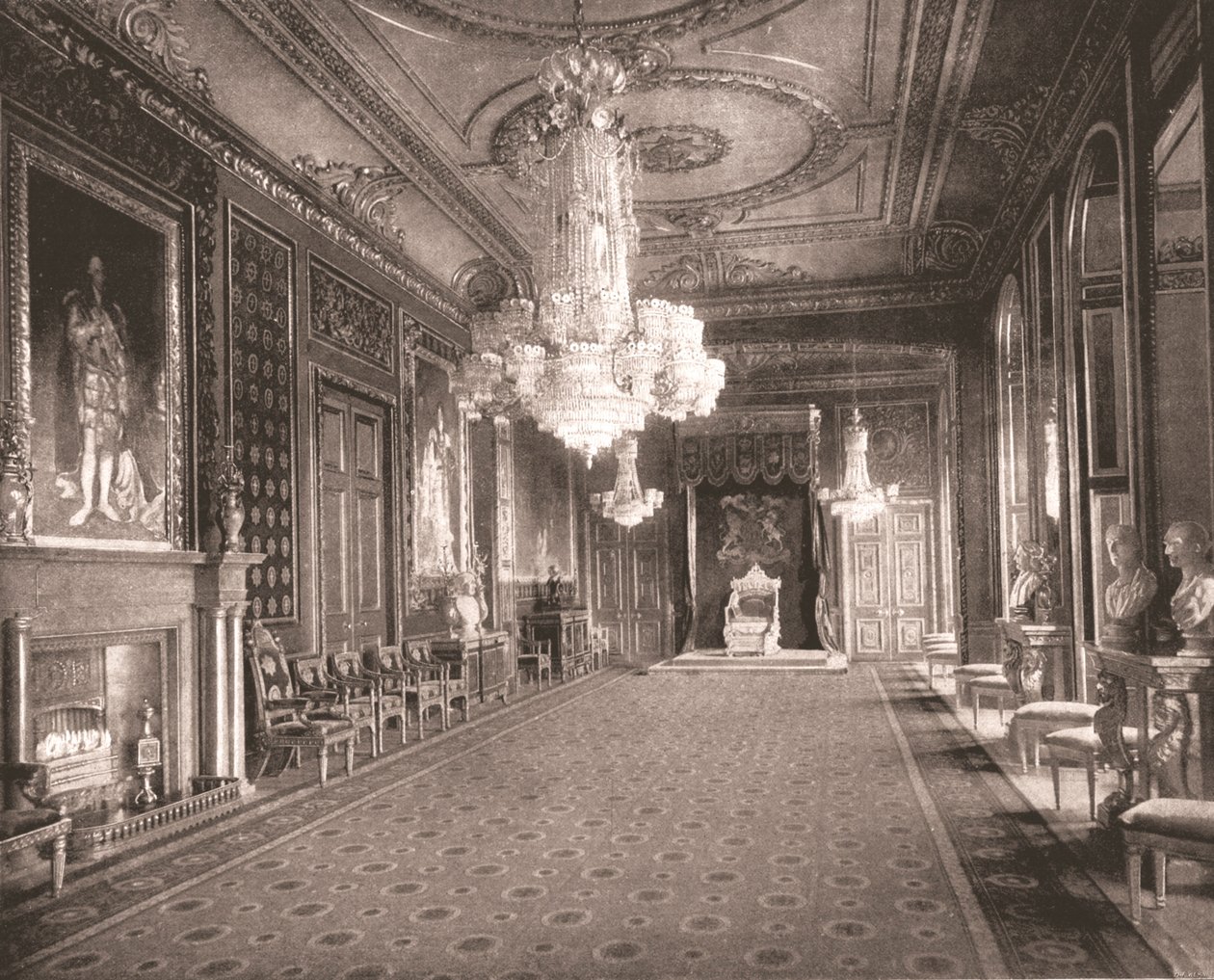 La sala del trono, Castello di Windsor, Berkshire, 1894 da Unbekannt
