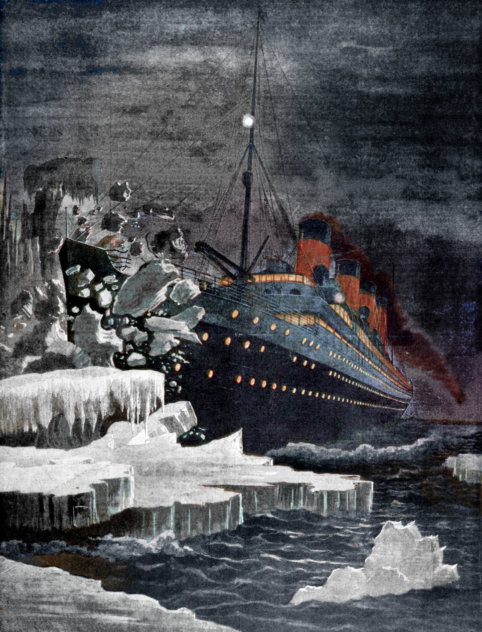 Il Titanic che collide con un iceberg, 1912 da Unbekannt