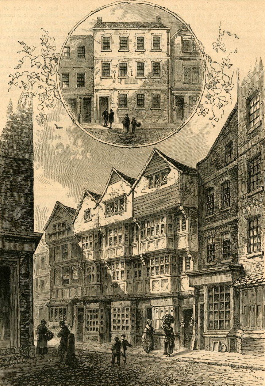 La Tromba, poi il Duca di York, Shire Lane, 1778. Casa di Elias Ashmole, 1897 da Unbekannt