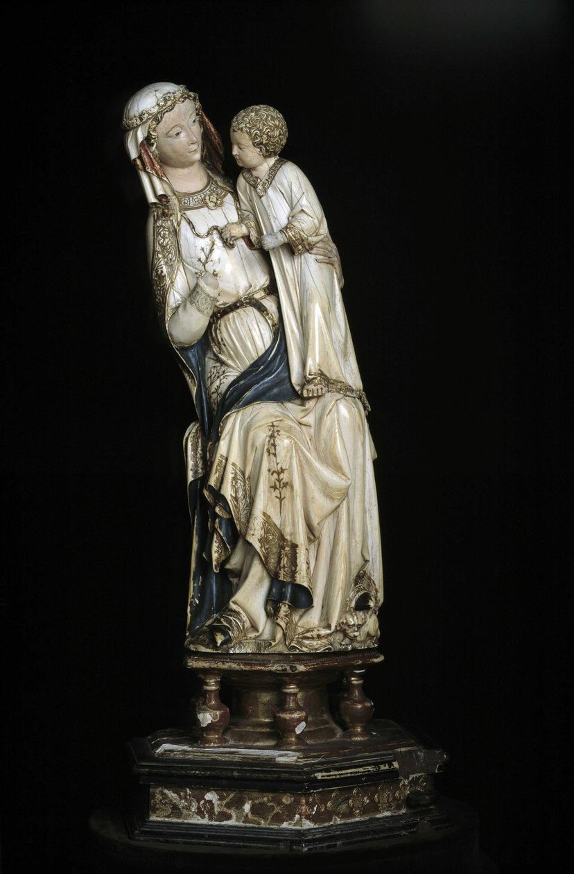 La Vergine e il Bambino Gesù. Statua in marmo intorno al 1350-1375. 45 cm Collegiale Notre Dame. Villeneuve les Aviignons (Gard). da Unbekannt