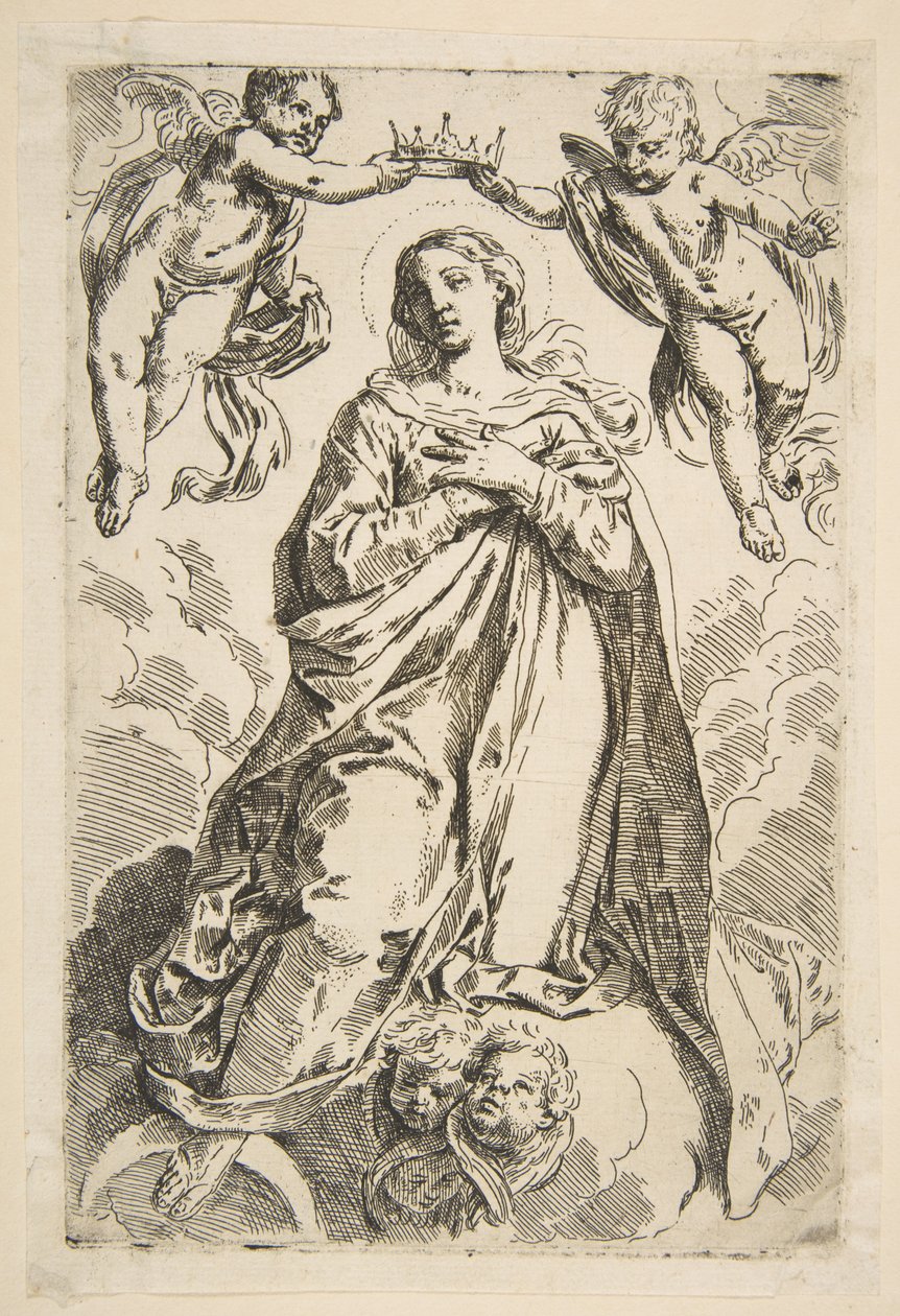 La Vergine Incoronata da Due Angeli, copia da Cantarini, XVII secolo da Unbekannt