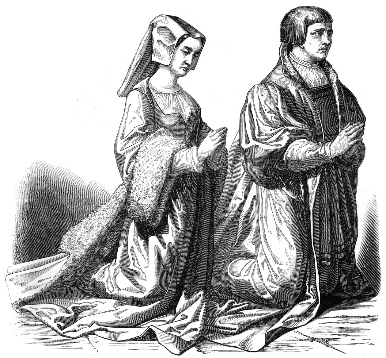 La borghesia di Gand in preghiera, 15° secolo 1846 da Unbekannt