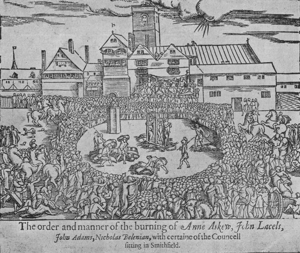Il rogo di Anne Askew, John Lascelles, John Adams e Nicholas Belenian, 1546 1904 da Unbekannt