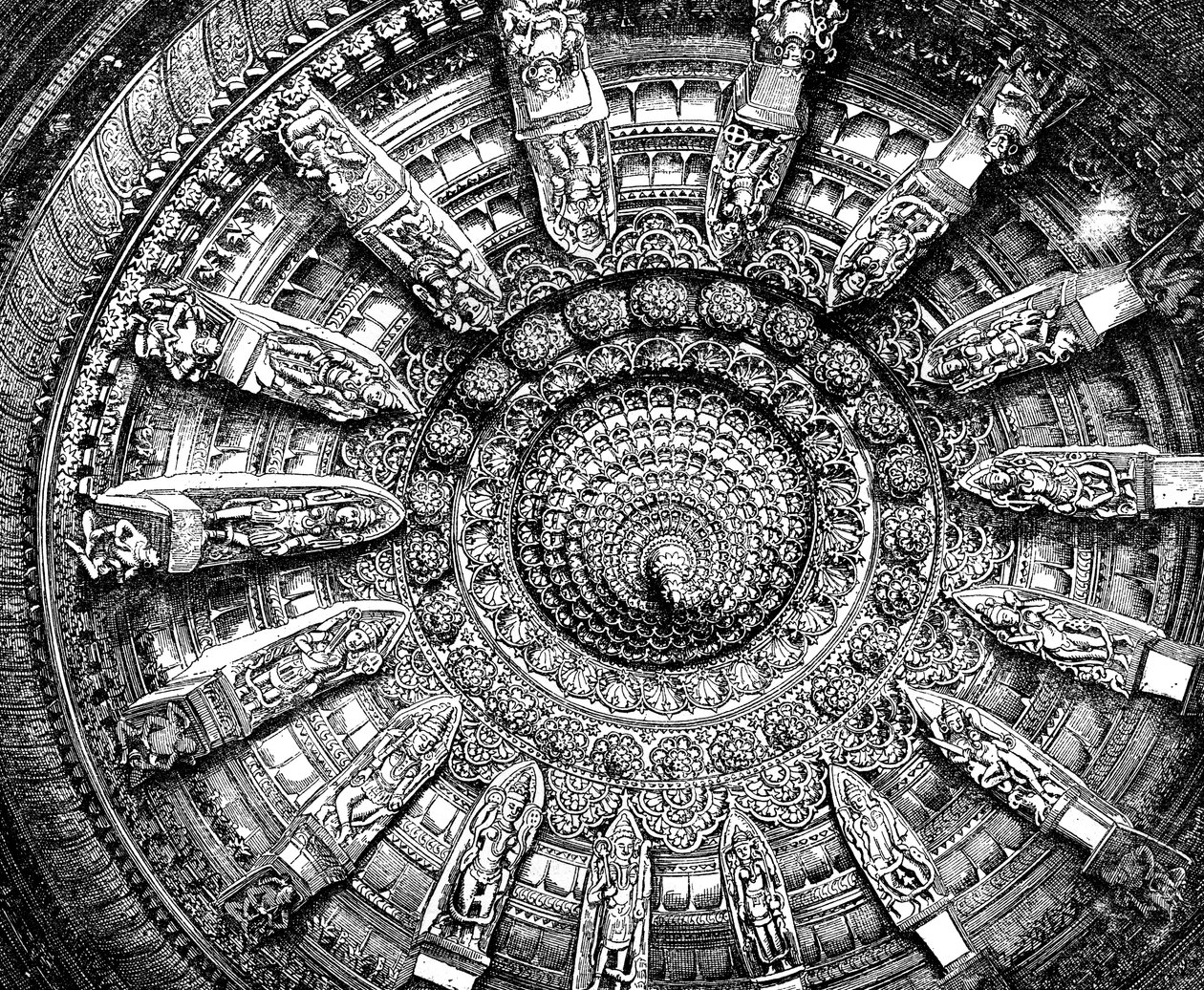 Il soffitto di un santuario Jaina a Mount Abu, Rajasthan, India, 1895 da Unbekannt