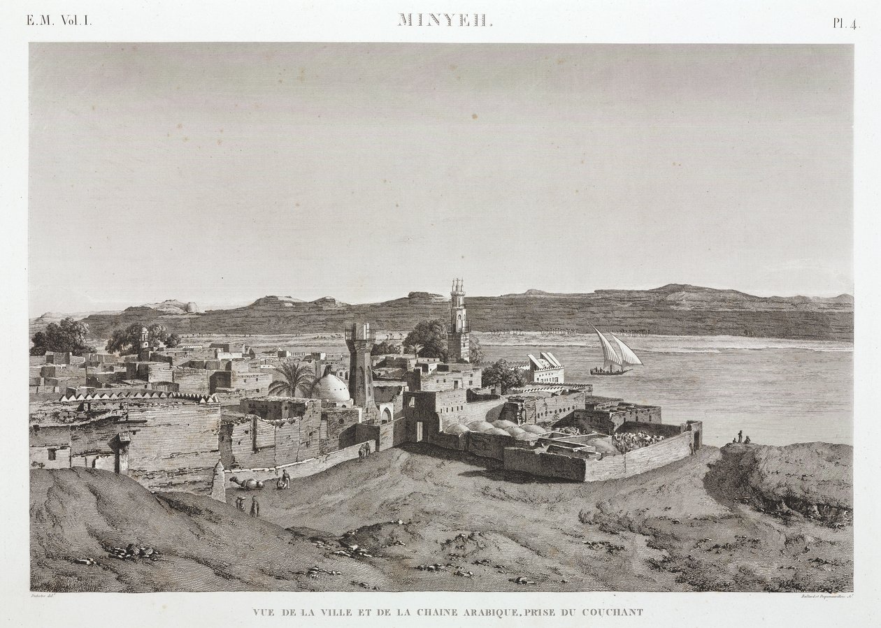 La città di Al Minya e il fiume Nilo, Egitto da Unbekannt